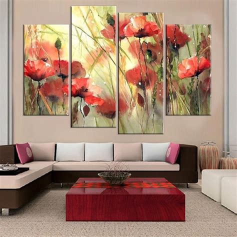 Frameless Flower Print On Canvas Wall Painting Art Print And Poster