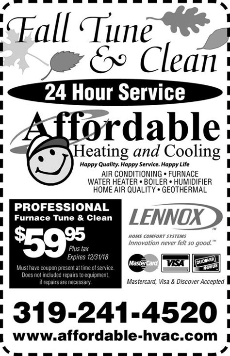 Wednesday October 24 2018 Ad Affordable Heating And Cooling Cedar