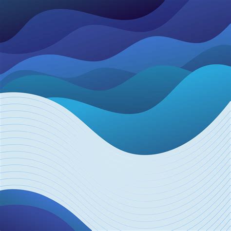 Blue Wave Vector Art Abstract Shapes Minimalism Blue