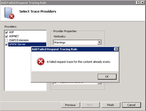 Iis Asp Net Error For Failed Request Tracing A Failed Request Trace For This Content Already