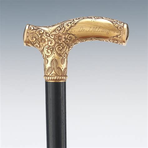 A Victorian Gold Filled Handle Walking Cane 032113 Sold 368