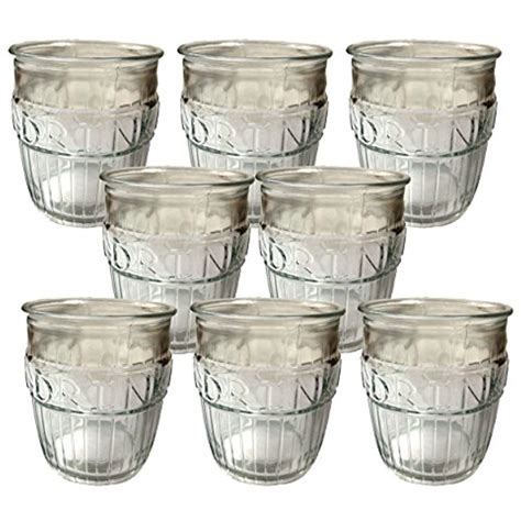 Set Of 8 Circleware Clear Glass 14 Oz Embossed Drink Glasses Set Of 8