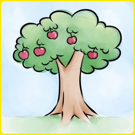 30 Contoh Gambar Sketsa Pohon Apel Terbaik Postsid