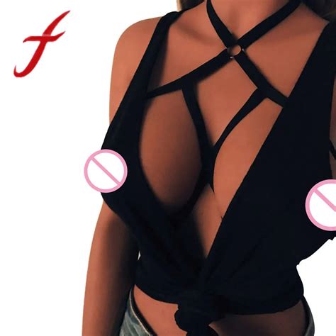 Feitong Sexy Women Girl Crop Tops Hollow Out Elastic Cage Bra Bandage Strappy Bustier Halter Bra
