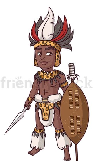 King Shaka Zulu Cartoon Clipart Vector FriendlyStock