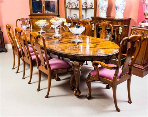 Antique Queen Anne Style Dining Table And Eight Chairs Circa 1920 At