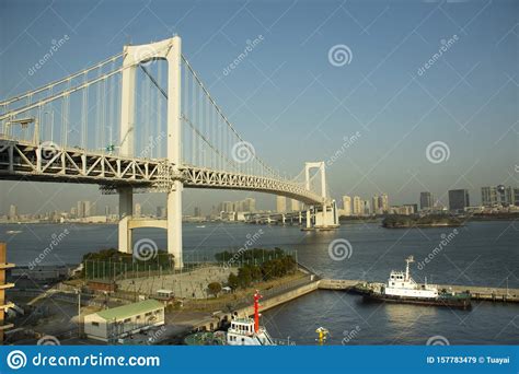 View Landscape And Cityscape Of Odaiba Downtown And Rainbow Bridge In