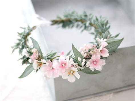Blush Cherry Blossom Flower Crown For Wedding Etsy