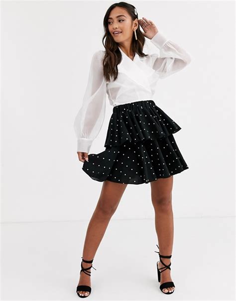 In The Style X Stephsa Mini Ruffle Polka Dot Skirt Asos
