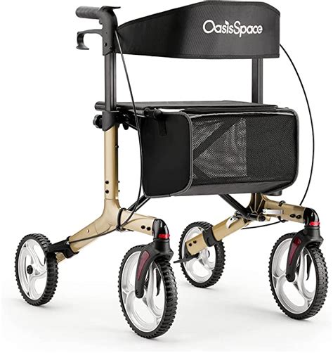 Oasisspace Aluminum Rollator Walker With 10 Wheels And Seat Compact