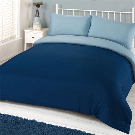 Brentfords Plain Dye Duvet Cover With Pillowcase Reversible Bedding Set