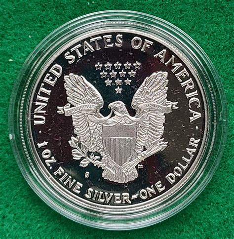 1988 S American Silver Eagle Proof One Ounce 999 Silver Coin For