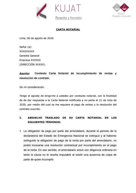 Ejemplo De Carta Notarial Peru Modelo De Informe Images And Photos