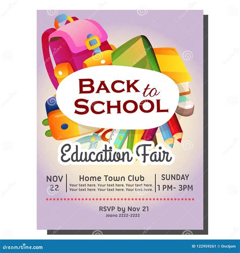 Education Fair Back To School Poster With Stationary Stock Vector