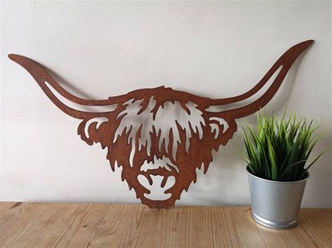 Rusty Metal Highland Cow Wall Art Scottish Cow Cattle Etsy Uk