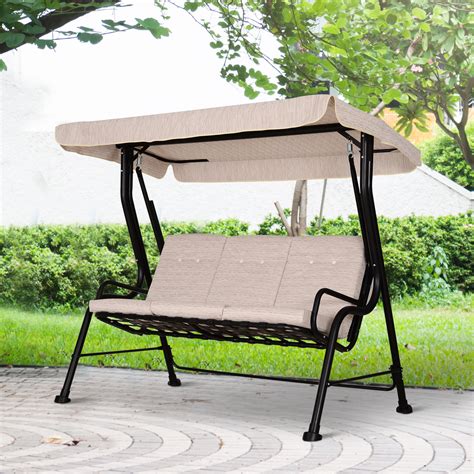 Outsunny 3 Seater Outdoor Garden Swing Chairs Padded Seat Hammock