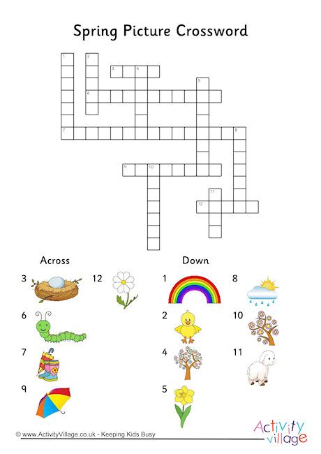 All of them are fully interactive, and come with answers. Spring Picture Crossword