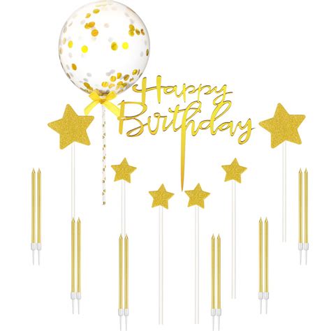 Buy Birthday Cake Decoration Kit Gold Glitter Happy Birthday Cake