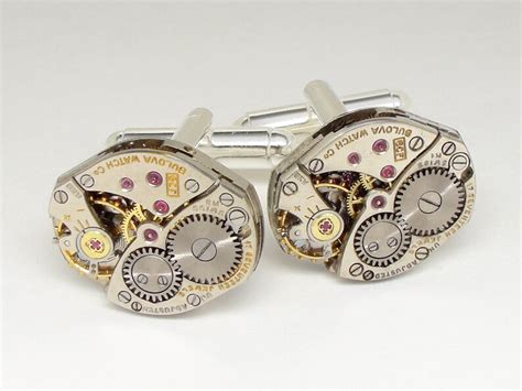 Steampunk Cufflinks Vintage Bulova Watch Movements Gears Etsy