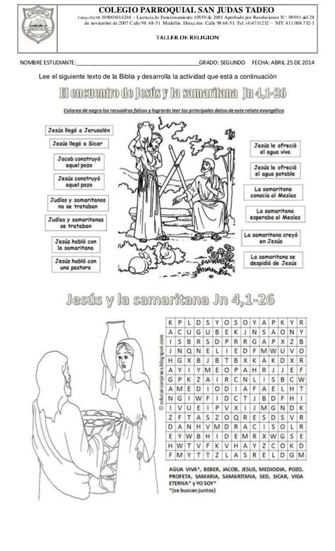 Semana del 16 de febrero al 6 de marzo. Taller segundo religion