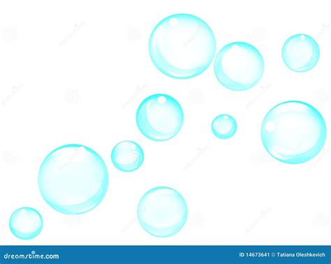 Las Burbujas Azules Fijaron En Un Fondo Blanco Stock De Ilustración