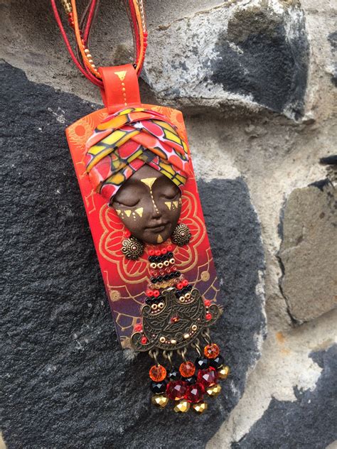 African Jewelry Women Polymerclay Jewelry Boho Style Pendant Tribal