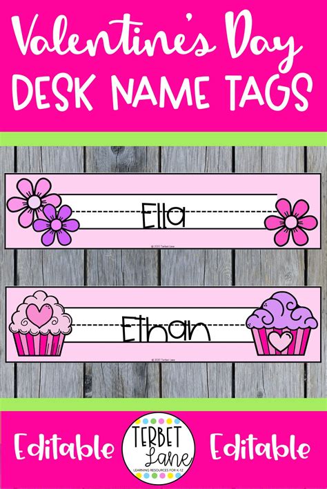 Valentines Day Editable Desk Name Tags In 2021 Desk Name Tags Cubby