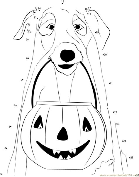Dogs Jack Lantern Pumpkins Ghost Dot To Dot Printable Worksheet