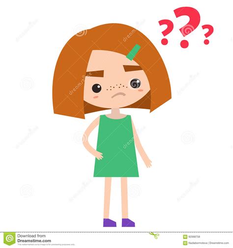 Ginger Hair Funny Girl Is Asking A Question Stock Vector
