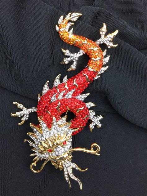 Sparkling Red Chinese Dragon Pin By Butler And Wilson Huge At 1stdibs