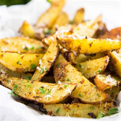 Use a fork to pierce the potatoes to see how soft they are. Oven Baked Garlic Parmesan Potato Wedges • The Healthy Foodie
