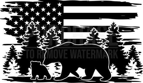 Mama Bear Svg American Flag Svg Nature Scene Svg Woodland Svg Bear