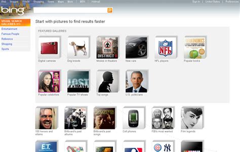Bing Homepage Visual Search Gallery