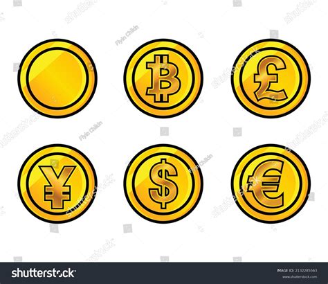 World Currency Symbol Coins Set Stock Vector Royalty Free 2132285563