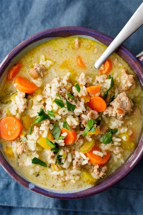 With a dash of ingredients like cheeses and fresh herbs to dress up this lean meat, ground turkey can be transformed into delicious dishes that you'll keep coming back to. Ground Turkey and Rice Soup | Recipe | Ground turkey soup ...