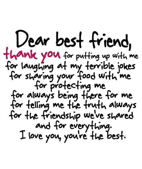 Thank You Letter To Best Friend Images Thank You My Letter To Best Friend Dear Best Friend