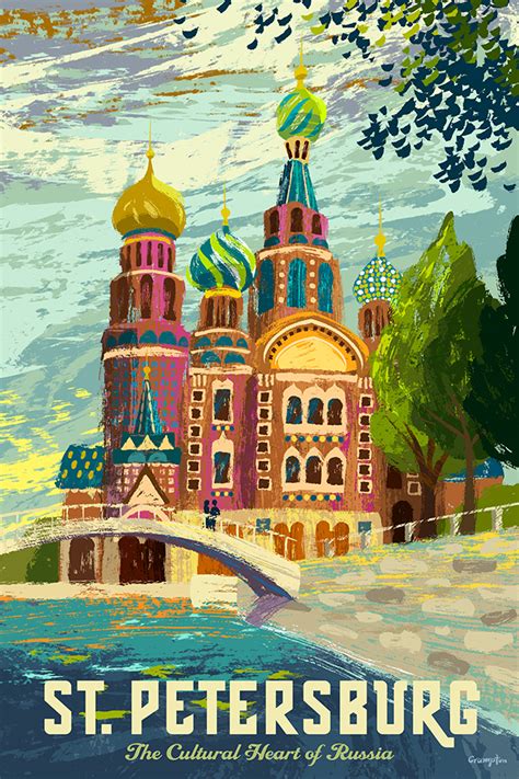In his video, the traveller shares. RETRO ILLUSTRATION: Saint Petersburg Russia Travel Poster