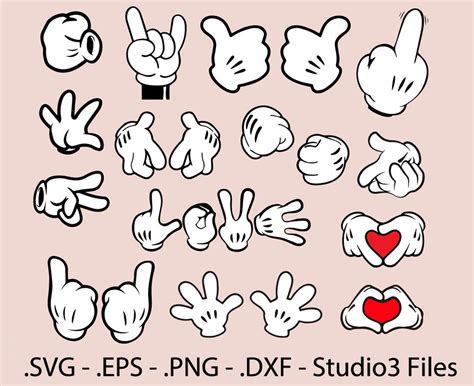 Mickey Hands Designs Vectors Cuttable Files
