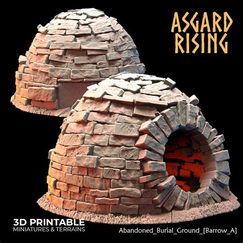 3d Printed Asgard Rising Abandoned Burial Ground Burrows 28 32 Mm Warg