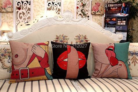 Sex Women Home Decor Cushion Hand Drawn Style Home Cotton Linen Pillow