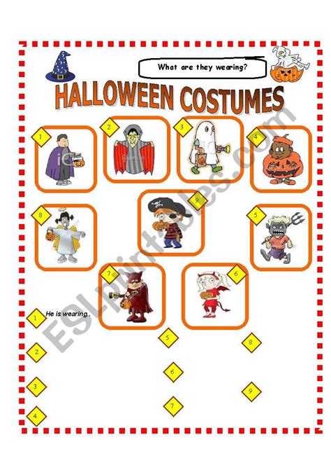 Halloween Costume Worksheet