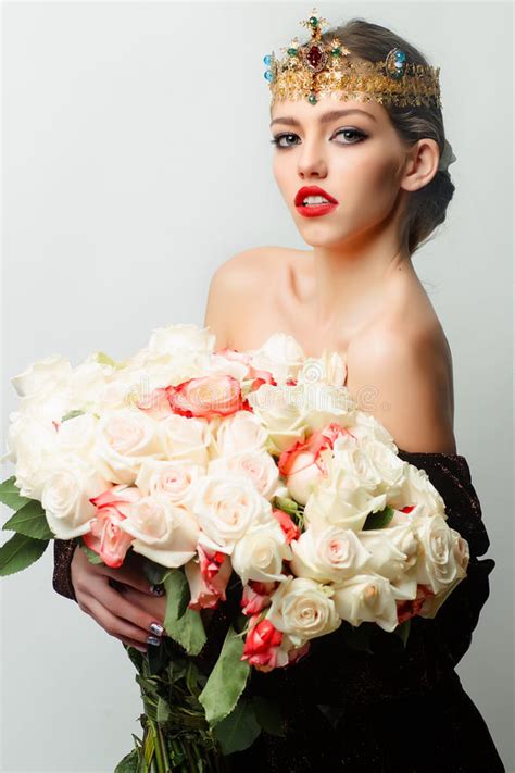 Queen With Rose Bouquet Stock Image Image Of Bunch Fantasy 63969649