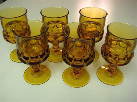 6 Vintage Amber Cordial Glass Set Etsy Glass Set Glass Mason Jar Wine Glass
