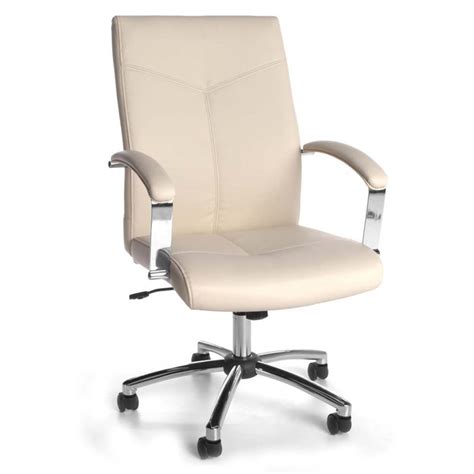 Ofm Essentials Faux Leather Executive Swivel Office Chair In Cream