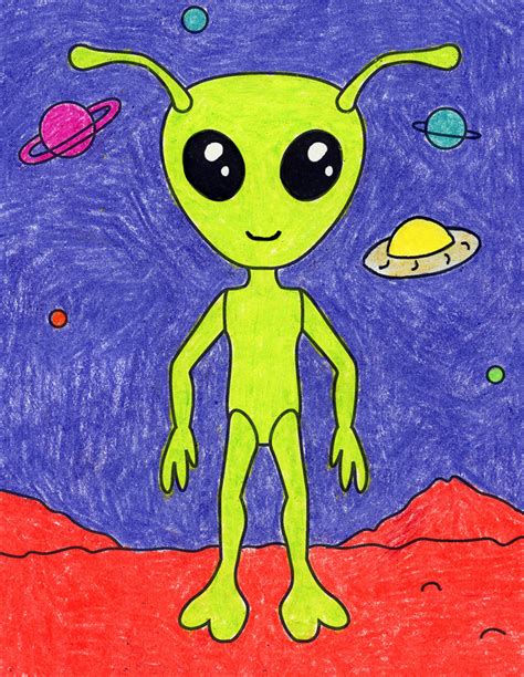 How To Draw Cute Cartoon Aliens From Numbers 16 Easy