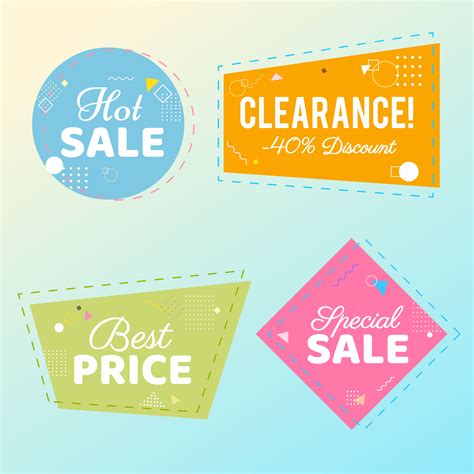 Trendy Sale Geometric Bubbles Flat Shapes Discount Offer Price Labels