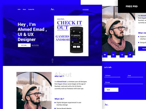 Nice One Page Portfolio Website Template Free Psd Download One Page
