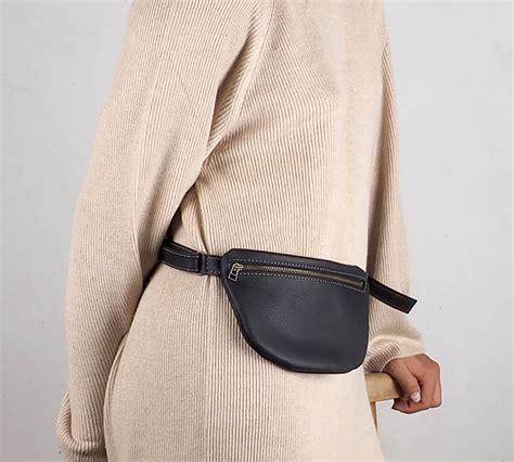 Small Leather Fanny Pack For Women Black Leather Waist Bag Etsy