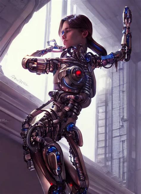 Ultra Realistic Full Shot Of A Cyborg Girl With Stable Diffusion