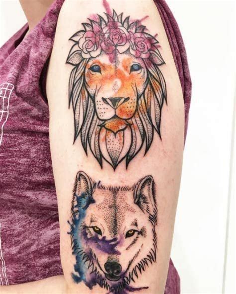 Wolf And Lion Tattoo Tattoo Ideas And Inspiration Tattoos Unique